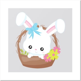 Easter, Easter Bunny, Easter Basket, White Bunny Posters and Art